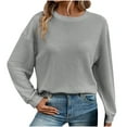 thumbnail image 1 of Utoimkio Women's Long Sleeve Tops 2025 Solid Color Shirt Drop Shoulder Boat Neck Tops Loose Fit Casual Blouses for Women, 1 of 9