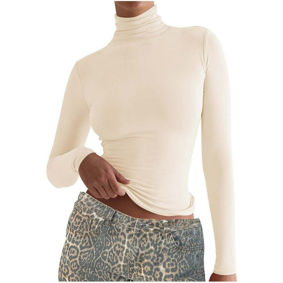 Utoimkio Women's Long Sleeve Turtleneck Shirts Fall Tops Casual Slim Fit Dressy Fashion Basic Outfits Trendy Clothes 2025