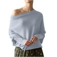 thumbnail image 1 of Utoimkio Women's Off Shoulder Fall Sweaters Long Sleeve Crewneck Pullover Knit Jumper Tops Fall Sweaters for Women, 1 of 6