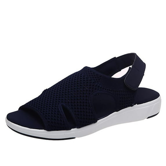 Utoimkio Women's Open Toe Flat Sandals Summer Comfortable Elastic Strap Adjustable Platform Sandals Casual Walking Shoes