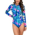 thumbnail image 1 of Utoimkio Women's Rash Guard One Piece Swimsuit Front Zip Long Sleeve Athletic Swimwear Sun Protection Bathing Suits for Women Summer High Cut One Piece Swim Shirts, 1 of 7
