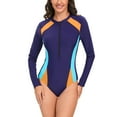 thumbnail image 1 of Utoimkio Women's Rash Guard One Piece Swimsuit Front Zip Long Sleeve Athletic Swimwear Sun Protection Bathing Suits for Women Summer High Cut One Piece Swim Shirts, 1 of 7