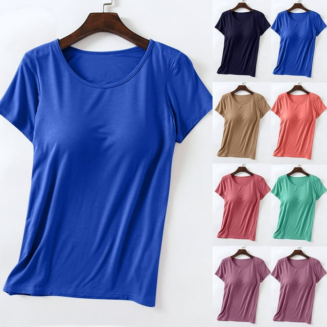 Utoimkio Clearance Women's Short Sleeve Pajama Tops Crew Neck Sleep T