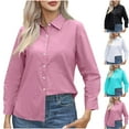 thumbnail image 1 of Utoimkio Women's Solid Color Button Down Shirts Dressy Work Blouse Tops Long Sleeve Turndown Collar Dress Shirt Work Clothes for Women, 1 of 9