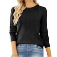 thumbnail image 1 of Utoimkio Women's Solid Color Fall Sweater Pullover Crew Neck Long Sleeve Cable Knitted Casual Loose Lightweight Sweaters for Women, 1 of 3