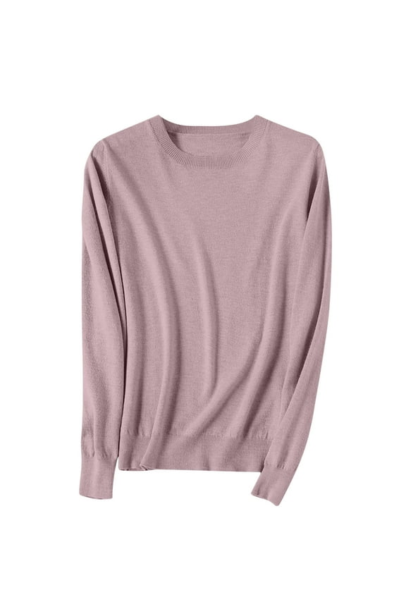 Women's Solid Color Sweater Undershirt Long Sleeve Crewneck Pullover Knit Jumper Tops Fall Sweaters for Women