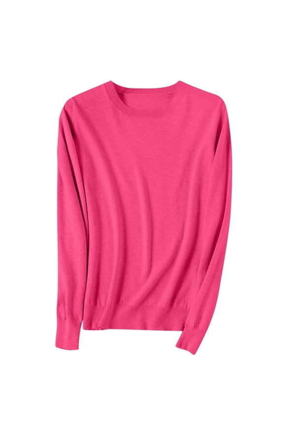 Women's Solid Color Sweater Undershirt Long Sleeve Crewneck Pullover Knit Jumper Tops Fall Sweaters for Women