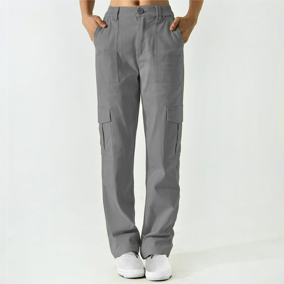 Utoimkio Women's Straight Leg Cargo Pants Summer Casual Loose Lounge Pants for Women with Pockets