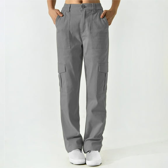 Utoimkio Women's Straight Leg Cargo Pants Summer Casual Loose Lounge Pants for Women with Pockets