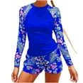 thumbnail image 1 of Utoimkio Clearance Women's Two Piece Rash Guard Long Sleeve Swimsuits Floral Print Bathing Suits for Women with Boyshorts UPF 50+ Summer Swim Shirts Beach Swimwear, 1 of 8
