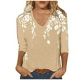 thumbnail image 1 of Utoimkio Women's V Neck 3/4 Sleeve T Shirts Casual Floral Print Tunic Tops Basic Tees Blouses for Women, 1 of 5