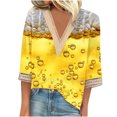 thumbnail image 1 of Utoimkio Clearance Women's V Neck 3/4 Sleeve Tops Casual Floral Print T Shirts Basic Blouse Tees Loose Fit Lightweight Tunic Shirts, 1 of 5