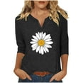 thumbnail image 1 of Utoimkio Women's V Neck 3/4 Sleeve Tops Casual Floral Print T Shirts Basic Blouse Tees Loose Fit Lightweight Tunic Shirts, 1 of 4
