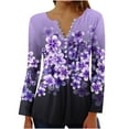 thumbnail image 1 of Utoimkio Women's V Neck Long Sleeve T Shirts Casual Floral Print Tunic Tops Basic Tees Blouses for Women, 1 of 5