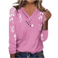 thumbnail image 1 of Utoimkio Women's V Neck Long Sleeve T Shirts Casual Floral Print Tunic Tops Basic Tees Blouses for Women, 1 of 4
