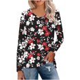 thumbnail image 1 of Utoimkio Women's V Neck Long Sleeve T Shirts Casual Floral Print Tunic Tops Basic Tees Blouses for Women, 1 of 4