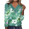 thumbnail image 1 of Utoimkio Women's V Neck Long Sleeve Tops Casual Floral Print T Shirts Basic Blouse Tees Loose Fit Lightweight Tunic Shirts, 1 of 4