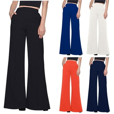 Utoimkio Clearance Women's Wide Leg Dress Pants Bell Bottom Work Pants High Waisted Elastic Business Casual Pants for Women