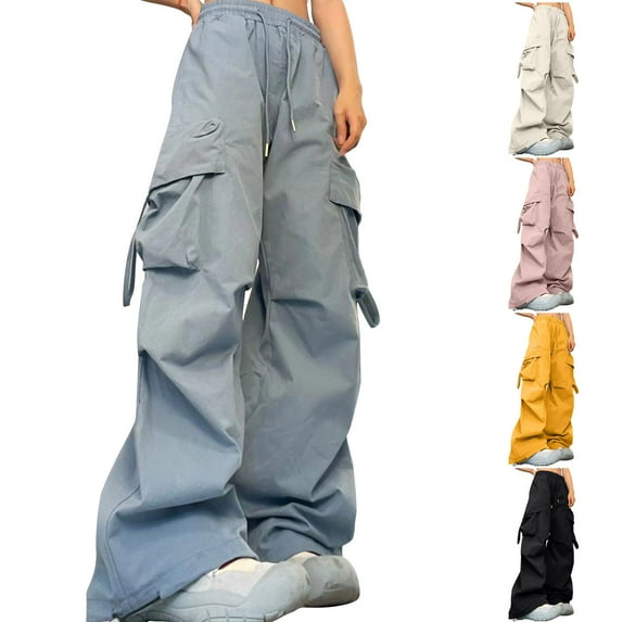 Utoimkio Women's Wide Leg Harem Cargo Pants High Waisted Drawstring Loose Lounge Pants Casual Trousers with Pockets