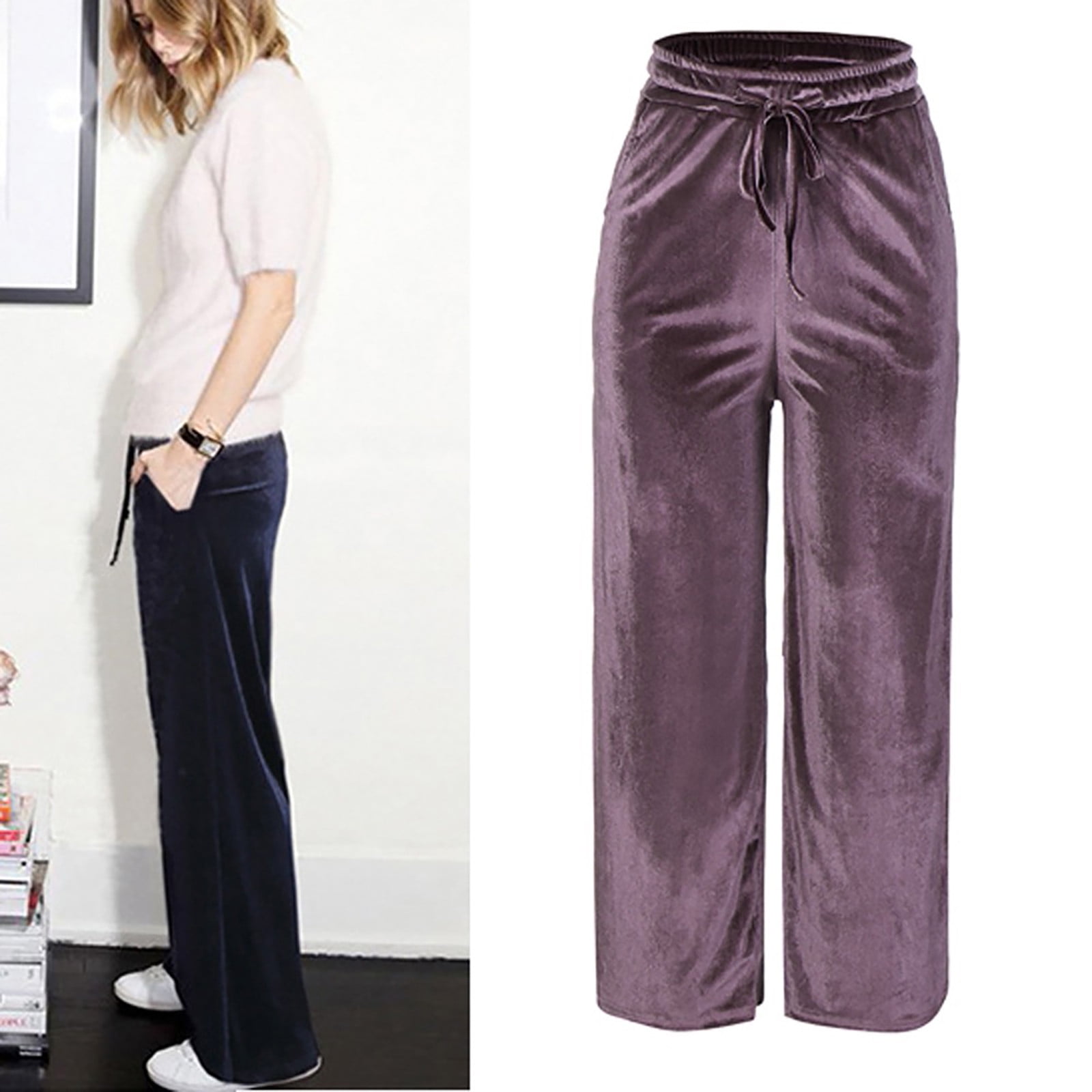 Women's Plus Velvet High Waist Casual Wide-leg Harem Pants
