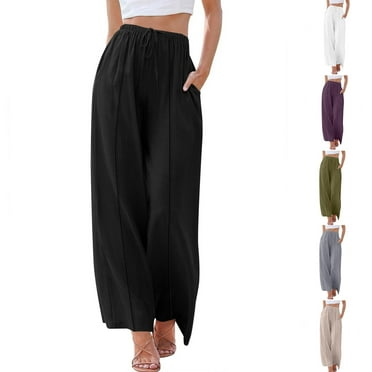 Utoimkio Clearance Women's Wide Leg Harem Pants Summer Casual Loose Elastic High Waisted Drawstring Lounge Pants for Women with Pockets