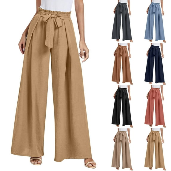 Utoimkio Women's Wide Leg Lounge Pants High Waisted Casual Loose Cotton Summer Pants for Women