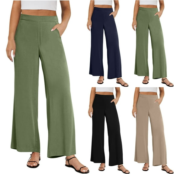 Utoimkio Women's Wide Leg Lounge Pants High Waisted Casual Loose Cotton Yoga Pants for Women with Pockets