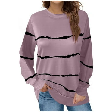 Utoimkio Clearance Womens Tops Long Sleeve Shirts Casual Loose Fit Crewneck T-shirts Basic Tee Blouses 2024