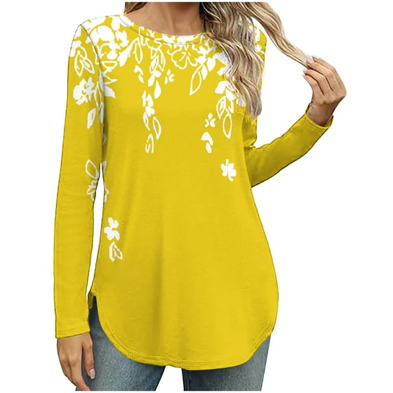 Utoimkio Womens Tops Long Sleeve Shirts Casual Loose Fit Crewneck T-shirts Basic Tee Blouses 2025