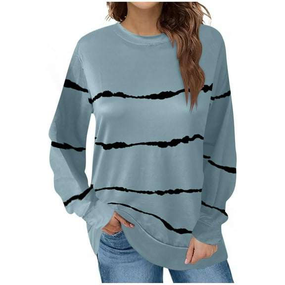 Utoimkio Womens Tops Long Sleeve Shirts Casual Loose Fit Crewneck T-shirts Basic Tee Blouses 2025