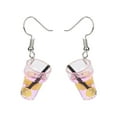 thumbnail image 1 of Utoimkio Cute Weird Dangle Earrings Female Ear Studs for Teen Aesthetic Boba Tea Drop Earrings,Fruit Tea Lemon Tea Crystal Pocket Tassel Earrings, 1 of 3