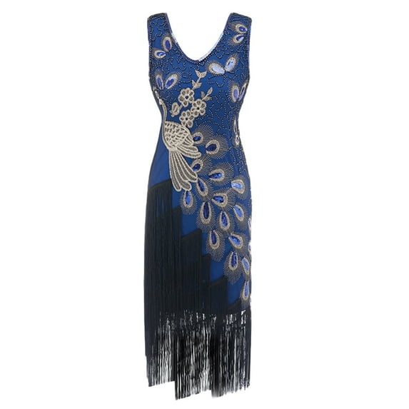 VerPetridure Dresses for Women Casual 2023 Plus Size Vintage 1920s Flapper Tassel Great Gatsby Evening Party Dress