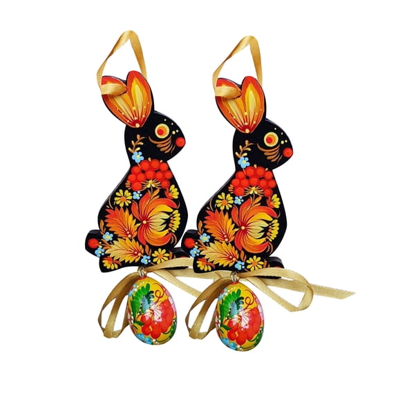 Utoimkio Easter Decorations Wooden Hanging Easter Tree Decoration -Laser Cut -Egg Rabbits Bunny Cute Craft Easter Decor