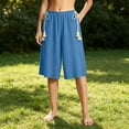 thumbnail image 1 of Utoimkio Elastic Waist Textured Culottes for Women Casual Loungewear Shorts with Tassel Drawstrings, 1 of 5