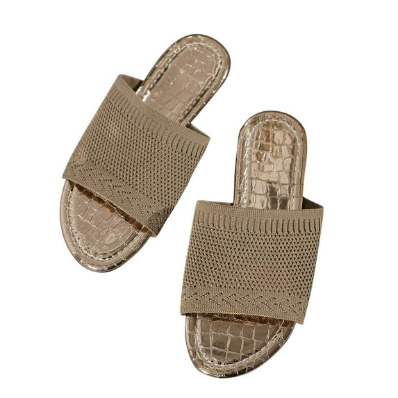 Utoimkio Non-Slip Slide Sandals for Women Slip On Summer Casual Beach Flat Sandals for Women Wide Width Casual Comfortable House Slippers