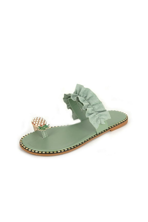 Flat Sandals for Women Under $10 Women Summer Sandals Ladies Pineapple Sandals Clip Toe Flip Flops Boho Casual Slippers Beach Shoes