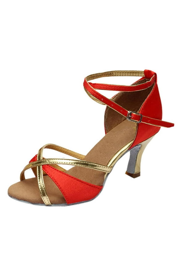 Flat Sandals for Women Under $10 Girl Latin Dance Shoes Med-Heels Satin Shoes Party Tango Dance Shoes