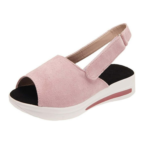 Utoimkio Flat Sandals for Women Summer Summer Casual Fish Mouth Suede Women's Platform Sandals