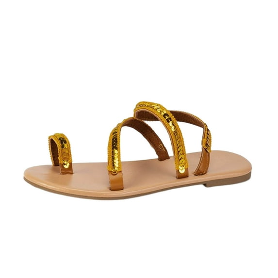 Utoimkio Flat Sandals for Women Summer Women Casual Open Toe Comfy Sandals Sequin Beach Casual Shoes