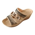 thumbnail image 1 of Utoimkio Flat Sandals for Women Summer Women's Summer Leisure Comfortable Rhinestone Flower Wedges, 1 of 9