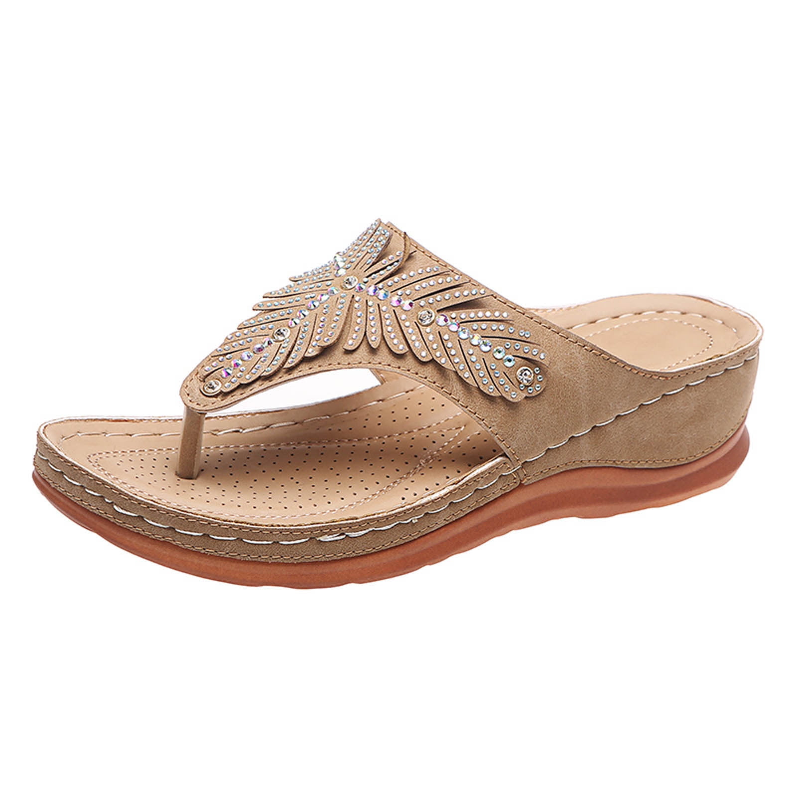 Utoimkio Flip Flops Sandals for Women Summer Beach Wedge Sandals for ...
