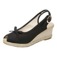 thumbnail image 1 of Utoimkio Flip Flops for Women Size 8 Women's High Heels Shoes Linen Straw Sandals Wedges Casual Canvas Dress Slippers, 1 of 5