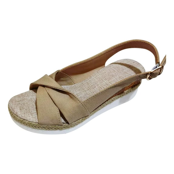 Utoimkio Flip Flops for Women Wide Width Summer Ladies Shoes Wedge Heel Sandals Solid Color Casual Women's Sandals