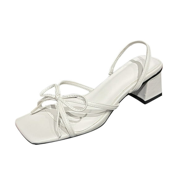 Utoimkio Flip Flops for Women Wide Width Summer Open Toe Thick Heels Women's Shoes Bow Casual Sandals