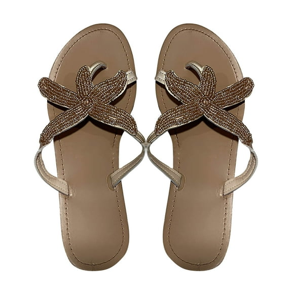 Utoimkio Flip Flops for Women Wide Width Summer Women's Casual Flats Vintage Beach Style Sandals and Slippers