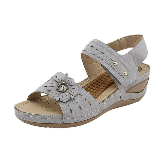 Utoimkio Flip Flops for Women Wide Width Women's Sandals Arch Support Massage Shoes Summer Casual Elegant Wedge Heel Sandals