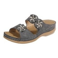 thumbnail image 1 of Utoimkio Flat Sandals for Women Under $10 Women's Summer Solid Color Comfortable Hollow Out Wedge Flowers Women's Sandals Casual Slippers, 1 of 4