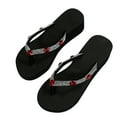 thumbnail image 1 of Utoimkio Flip Flops for Women Women's Plus Size Platform Miter Foot Bright Diamond Beach Slippers, 1 of 9