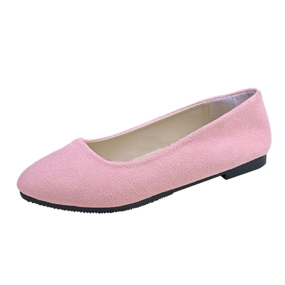 Utoimkio Flocked Ballet Flats for Women Pointed Toe Office Work Walking Shoes Comfort Lightweight Loafers for Women