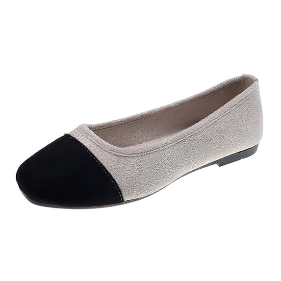 Utoimkio Flocked Ballet Flats for Women Pointed Toe Office Work Walking Shoes Comfort Lightweight Loafers for Women
